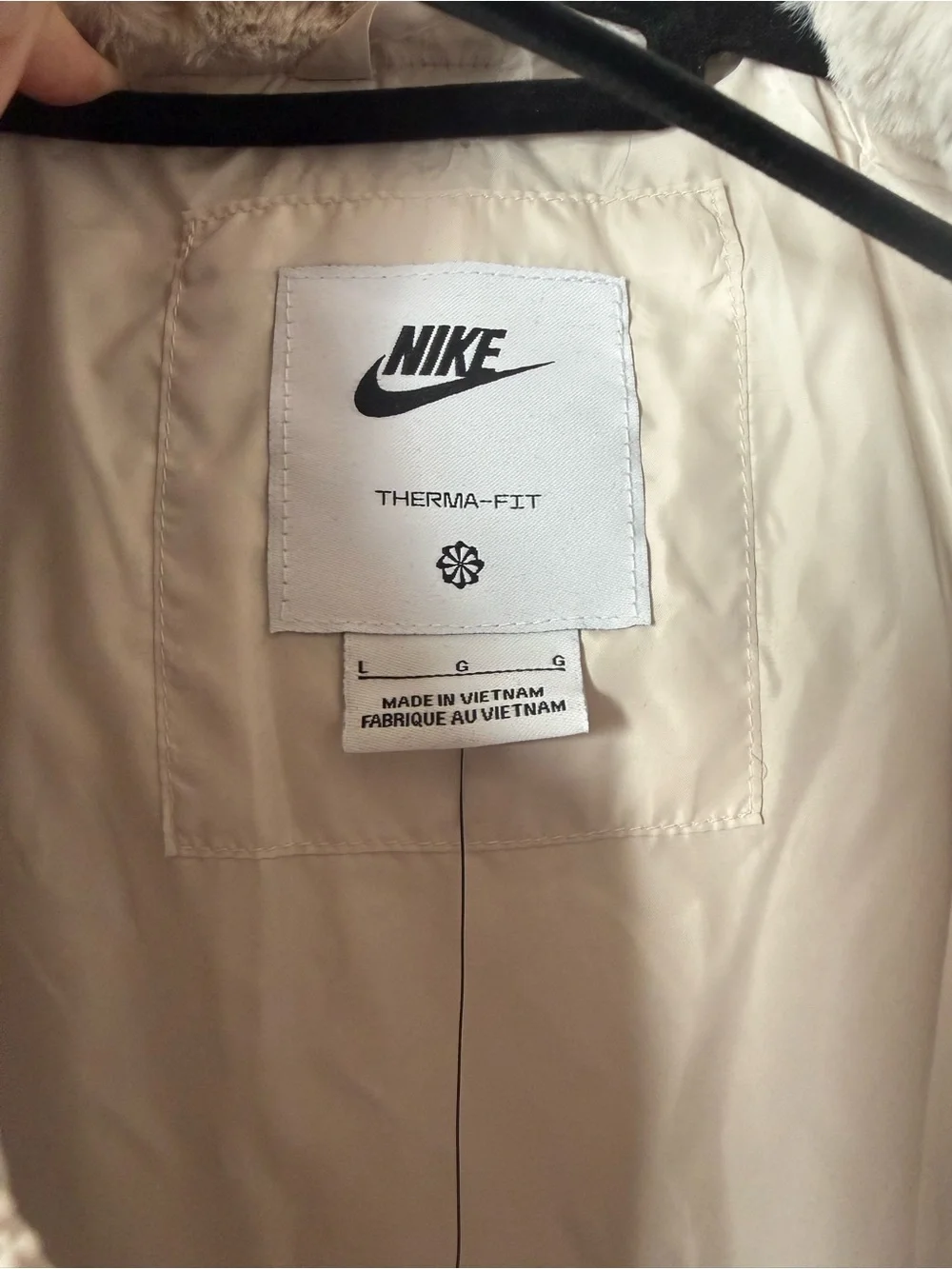Nike Thermafit Puffer Jacket - Light Beige Faux Fur